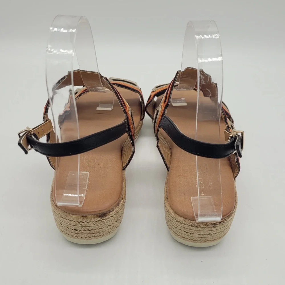 NWOB Extreme by Eddie Marc Metallic Wedge Espadrille Sandals Size 7